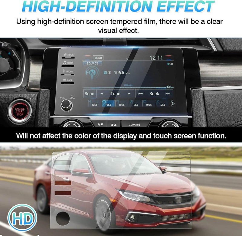 Autorder Custom Fit for Screen Protector 2019-2021 Honda Civic LX EX Touring Si EX-L 4 Buttons Tempered Glass 9H Navigation Touchscreen Protective Film - Image 3
